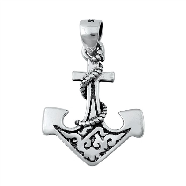 PENDENTIF mixte Ancre de Marine entourée d'un Bout argent 925