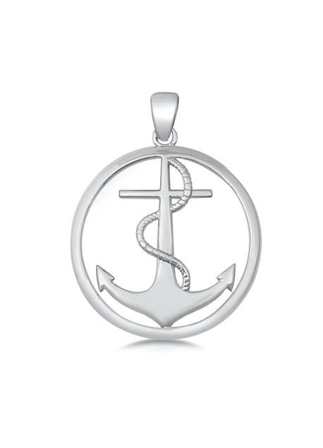 PENDENTIF mixte Ancre de Marine entourée d'un Bout argent 925