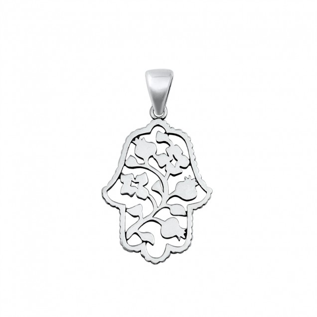 PENDENTIF mixte Main de Fatma avec Fleurs argent 925