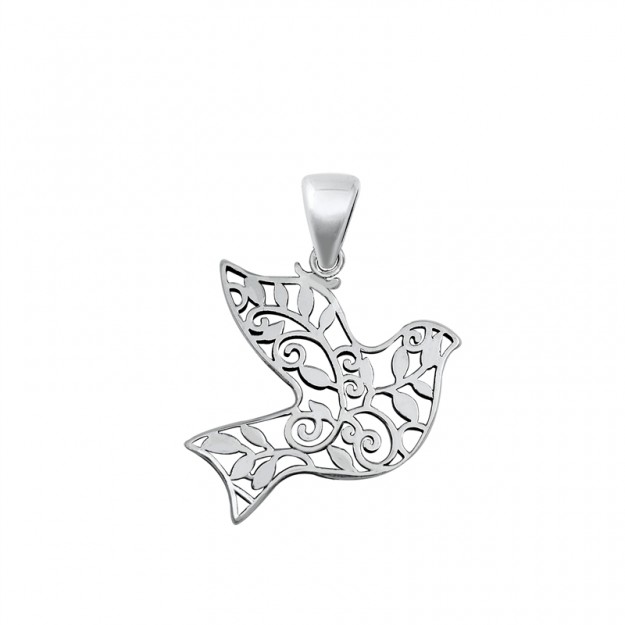 PENDENTIF femme enfant Colombe ciselée Argent 925