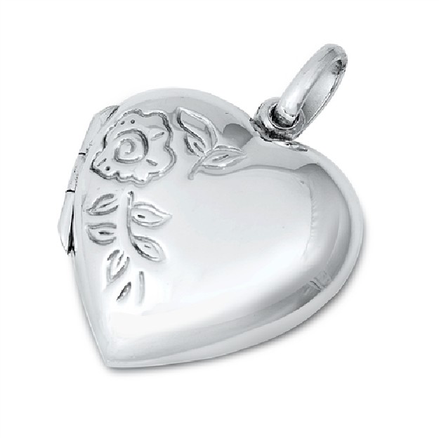 PENDENTIF Cœur avec une Fleur argent 925