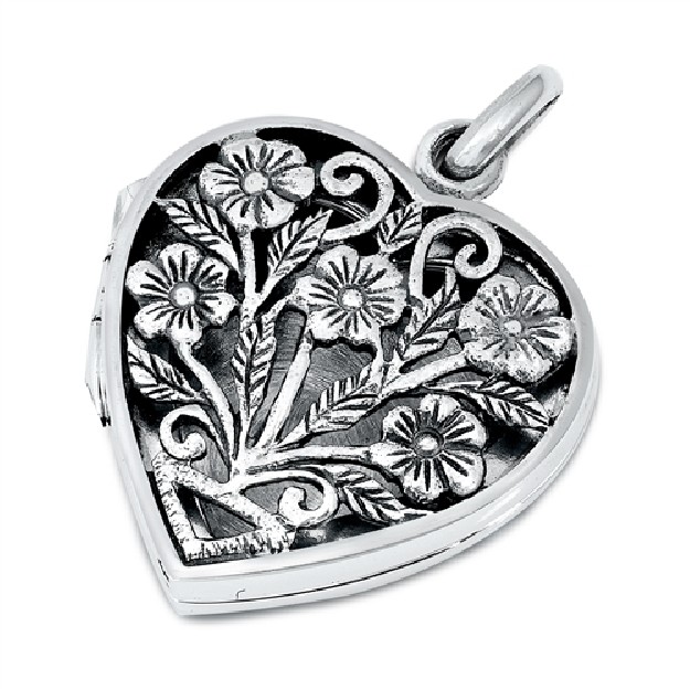 PENDENTIF Cœur avec Fleurs argent 925