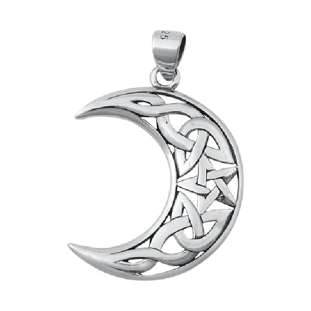 PENDENTIF mixte Croissant de lune Celtique argent 925