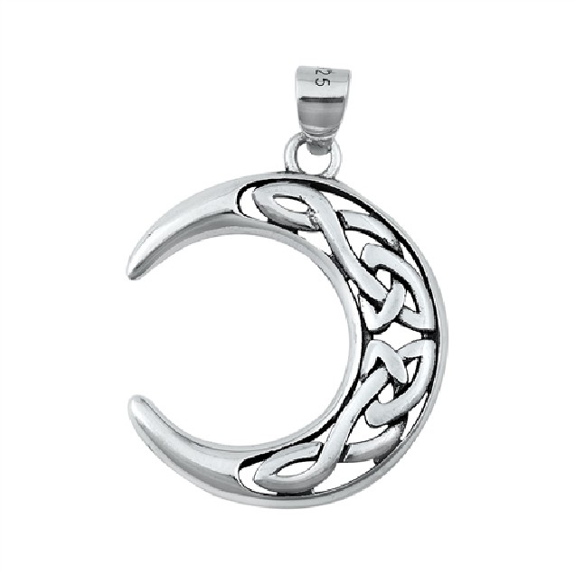 PENDENTIF mixte Croissant de lune Celtique argent 925