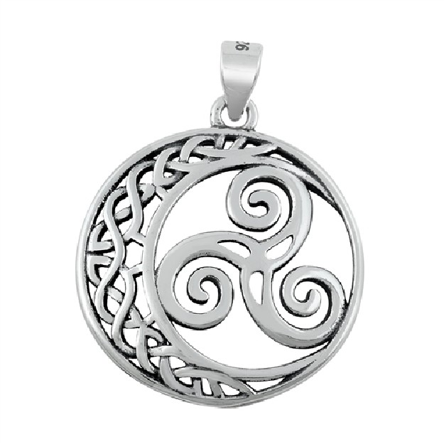 PENDENTIF mixte Triskel Lune argent 925