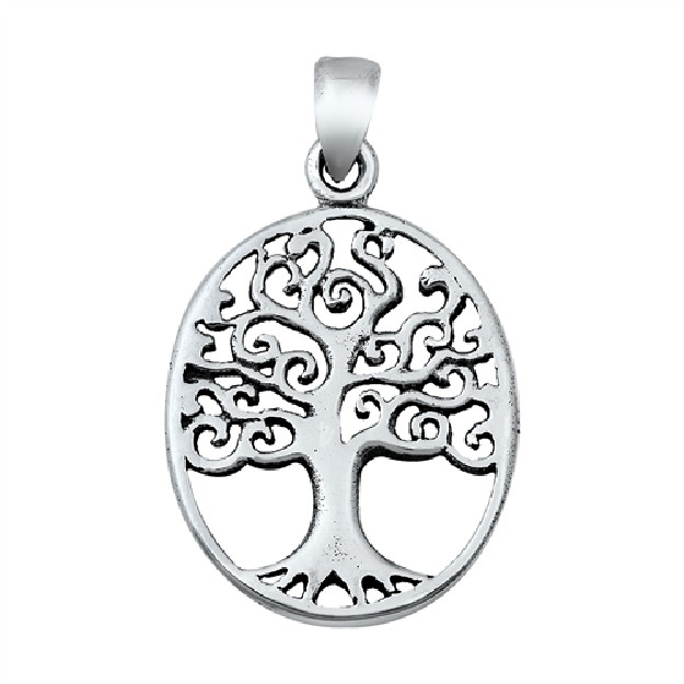 PENDENTIF mixte Médaillon ovale Arbre de Vie argent 925