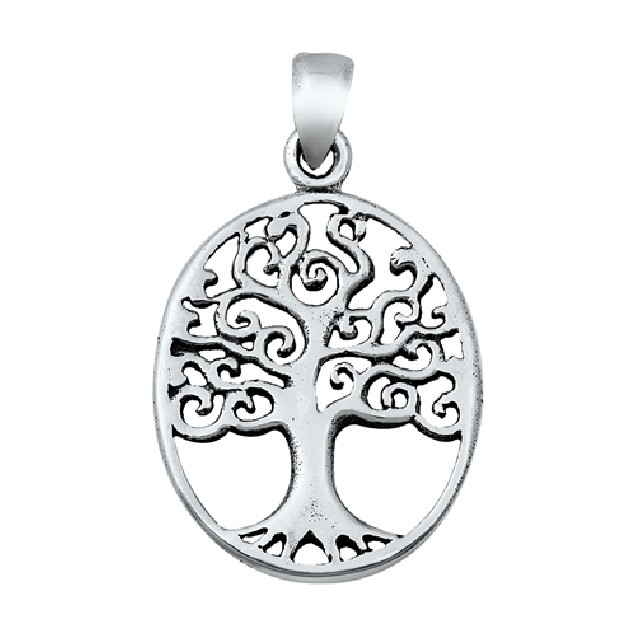 PENDENTIF mixte Médaillon ovale Arbre de Vie argent 925