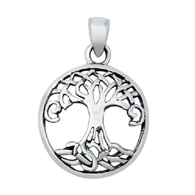 PENDENTIF mixte Médaillon Arbre de Vie argent 925