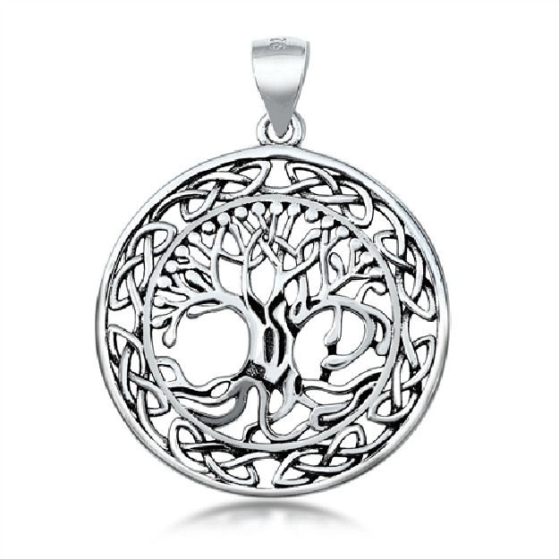 PENDENTIF mixte Médaillon rond Arbre de Vie argent 925