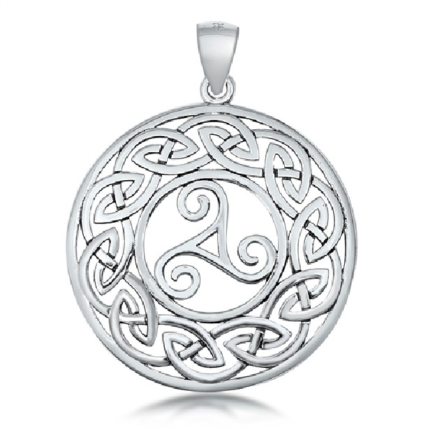 PENDENTIF mixte Médaillon rond Triskèle argent 925