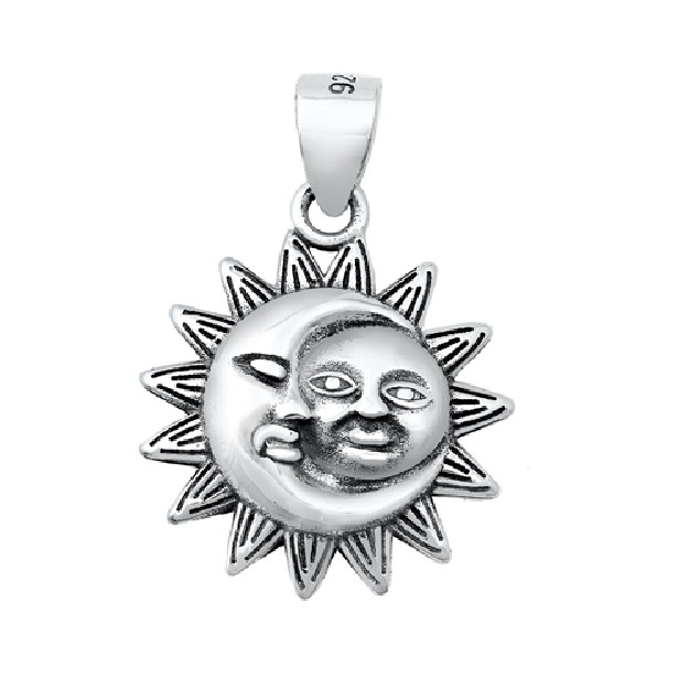 PENDENTIF mixte Soleil et Lune argent 925