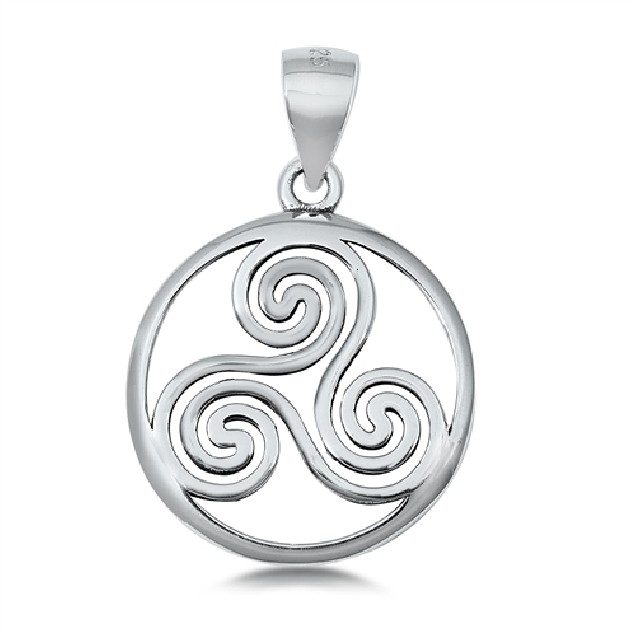 PENDENTIF mixte Médaillon rond Triskèle argent 925