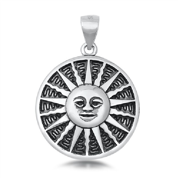 PENDENTIF mixte Médaillon rond Soleil argent 925