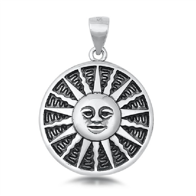 PENDENTIF mixte Médaillon rond Soleil argent 925