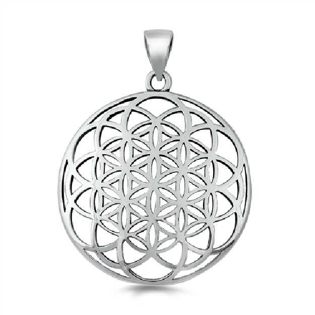 PENDENTIF Médaillon rond Mandala argent 925