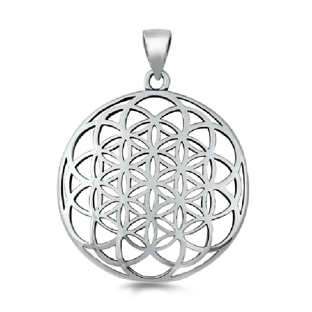 PENDENTIF Médaillon rond Mandala argent 925