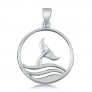 PENDENTIF mixte Médaillon rond Queue de baleine et Vagues argent 925