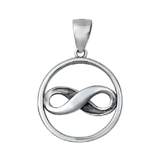 PENDENTIF mixte Médaillon rond Infini argent 925