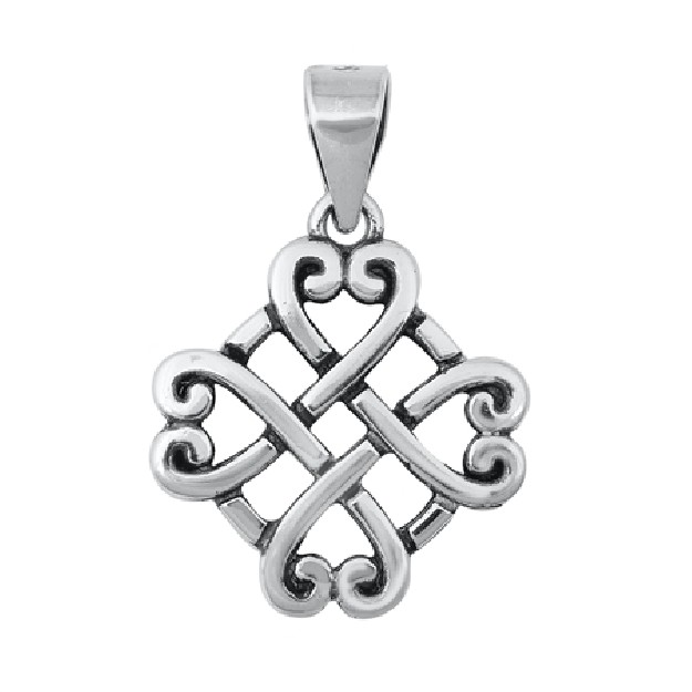 PENDENTIF mixte 4 Cœurs Celtiques argent 925