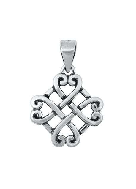 PENDENTIF mixte 4 Cœurs Celtiques argent 925