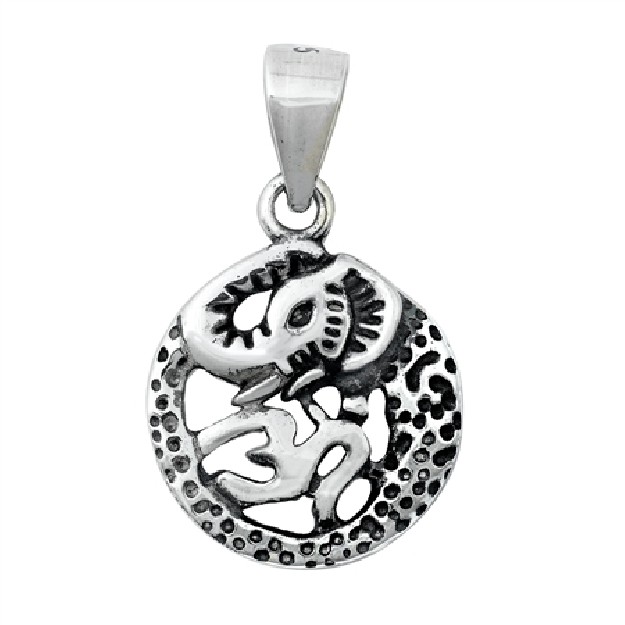 PENDENTIF mixte Om & Eléphant argent 925