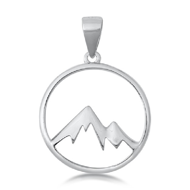 PENDENTIF mixte Médaillon rond Montagne argent 925