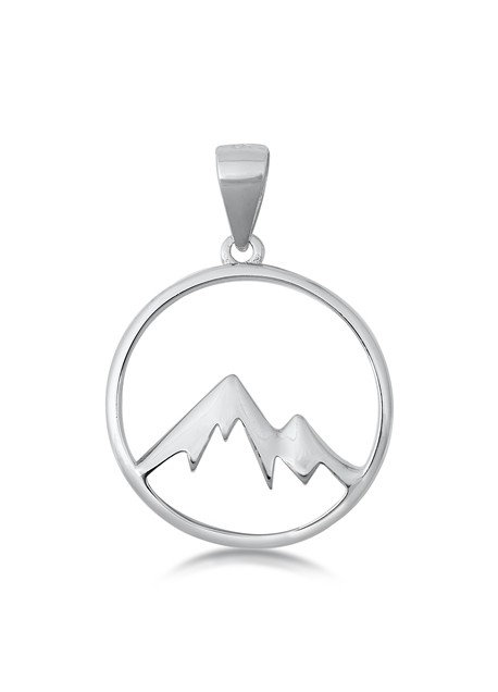 PENDENTIF mixte Médaillon rond Montagne argent 925