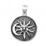 PENDENTIF mixte Médaillon rond Soleil et Lune argent 925