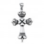 PENDENTIF Croix avec Couronnes et Cœurs argent 925