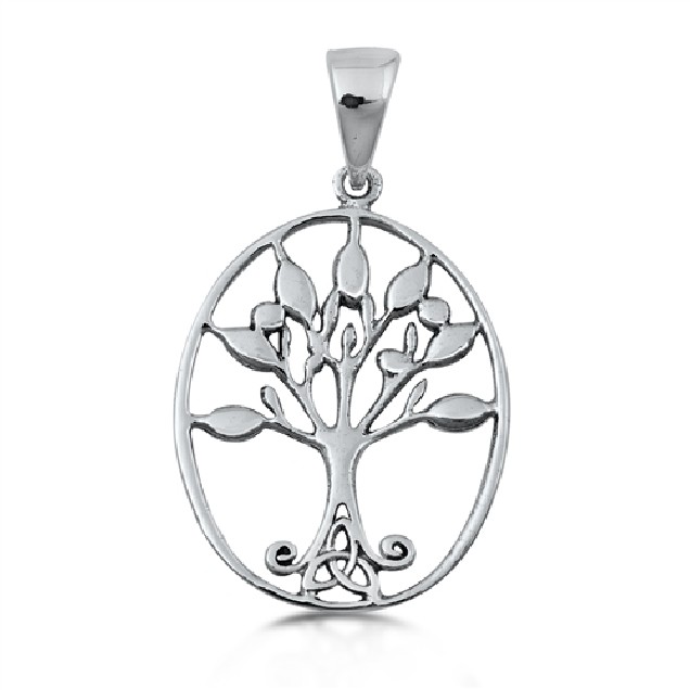 PENDENTIF mixte Médaillon ovale Arbre de Vie argent 925