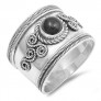 Bague Large en Argent Massif 15 MM ornée d'Onyx noir