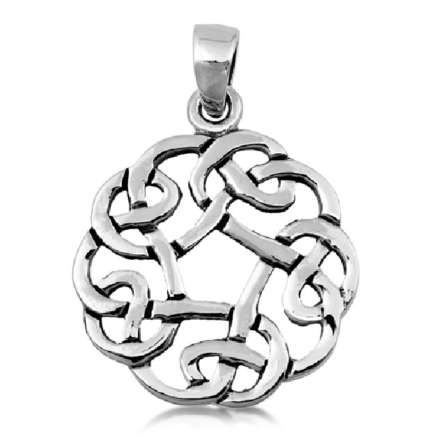 PENDENTIF mixte Médaillon rond Celte argent 925