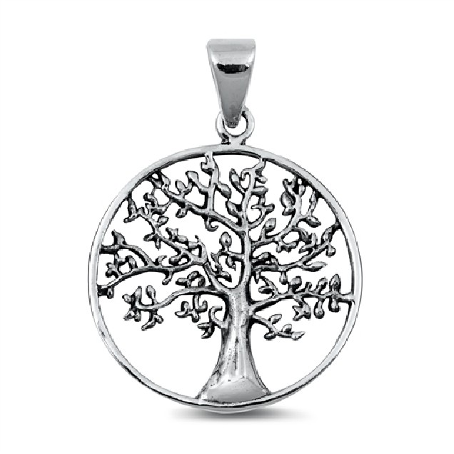 PENDENTIF mixte Médaillon rond Arbre de Vie argent 925