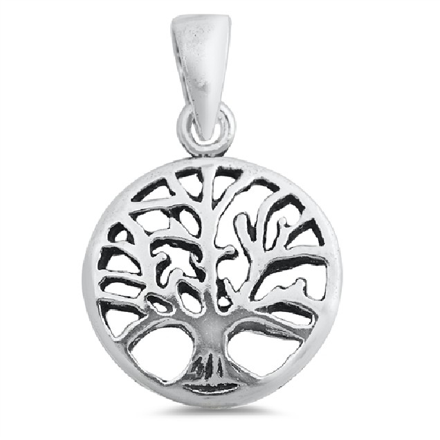 PENDENTIF mixte Médaillon rond Arbre de Vie argent 925