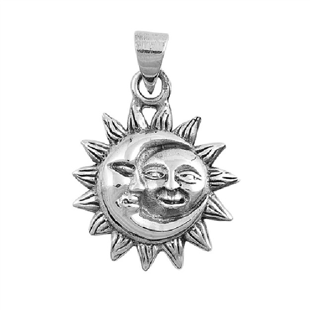 PENDENTIF femme Homme Soleil et Lune argent 925