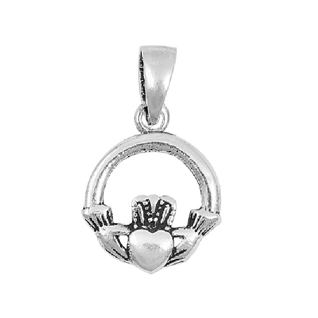 PENDENTIF mixte Cœur entre les Mains Claddagh argent 925