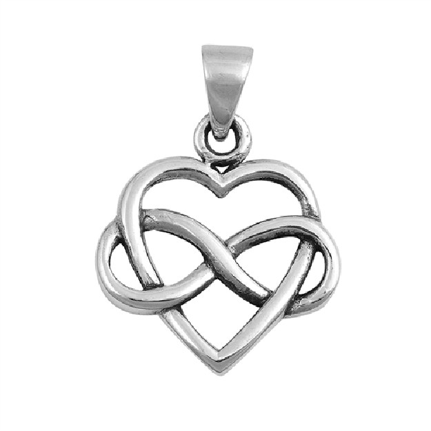 PENDENTIF mixte Cœur entrelacé de l'Infini argent 925