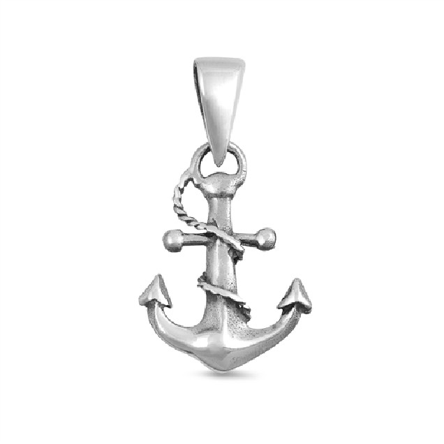 PENDENTIF mixte Ancre de Marine entrelacée d'un Bout argent 925