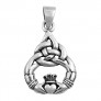 PENDENTIF mixte Cœur entre les Mains Claddagh & Celte argent 925