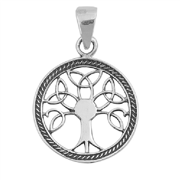 PENDENTIF mixte Médaillon rond Arbre de Vie argent 925