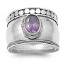 Bague Armure en Argent 925 15 MM ornée d'un Zirconium améthyste