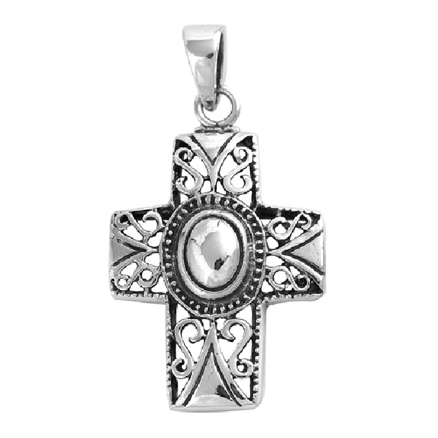 PENDENTIF mixte Croix argent 925