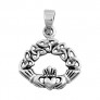 PENDENTIF mixte Cœur entre les Mains Claddagh & Celte argent 925