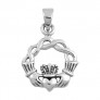 PENDENTIF mixte Cœur entre les Mains Claddagh argent 925