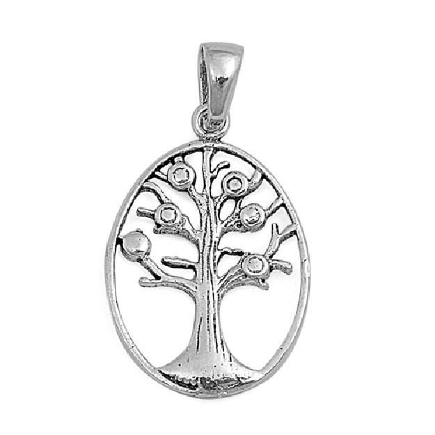 PENDENTIF mixte Médaillon ovale Arbre de Vie argent 925