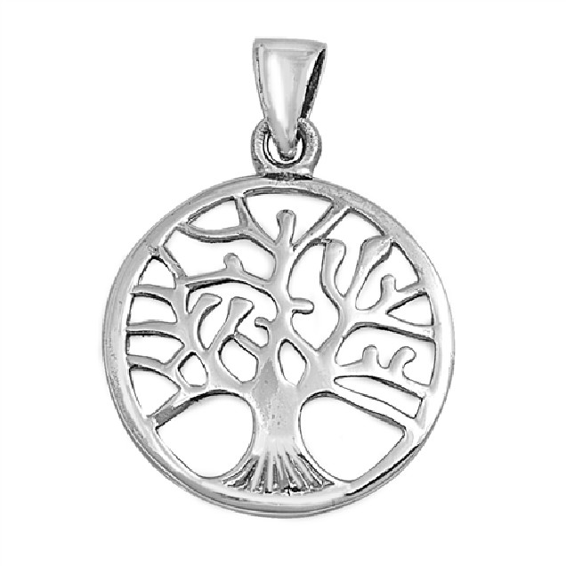 PENDENTIF mixte Médaillon rond Arbre de Vie argent 925