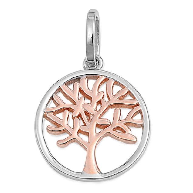 Pendentif Médaillon rond Arbre de vie en Vermeil