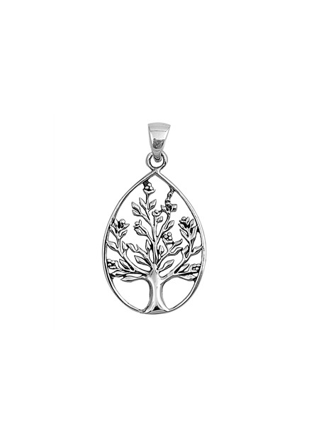 PENDENTIF mixte Médaillon ovale Arbre de Vie argent 925