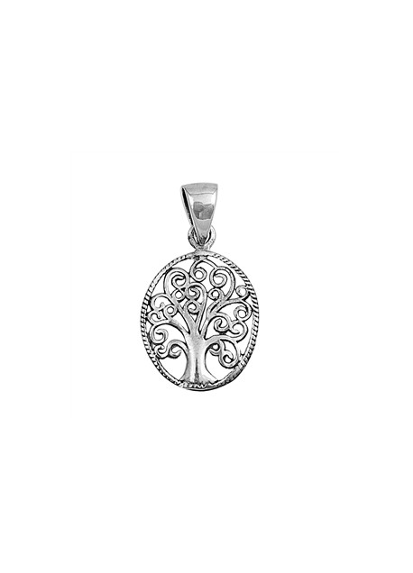 PENDENTIF mixte Médaillon ovale Arbre de Vie argent 925