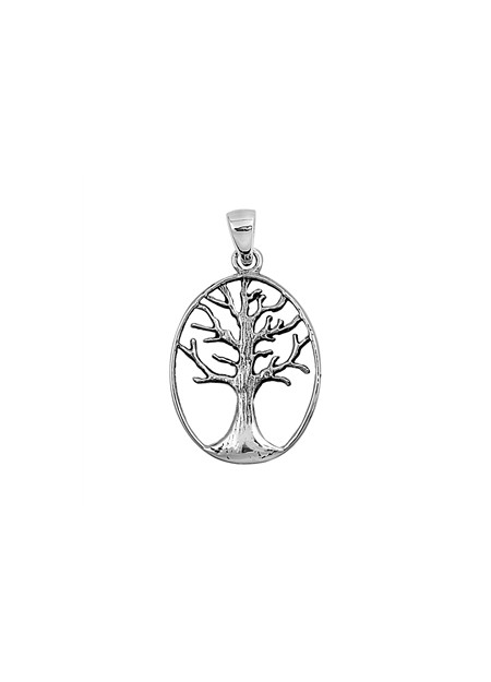 PENDENTIF mixte Médaillon ovale Arbre de Vie argent 925